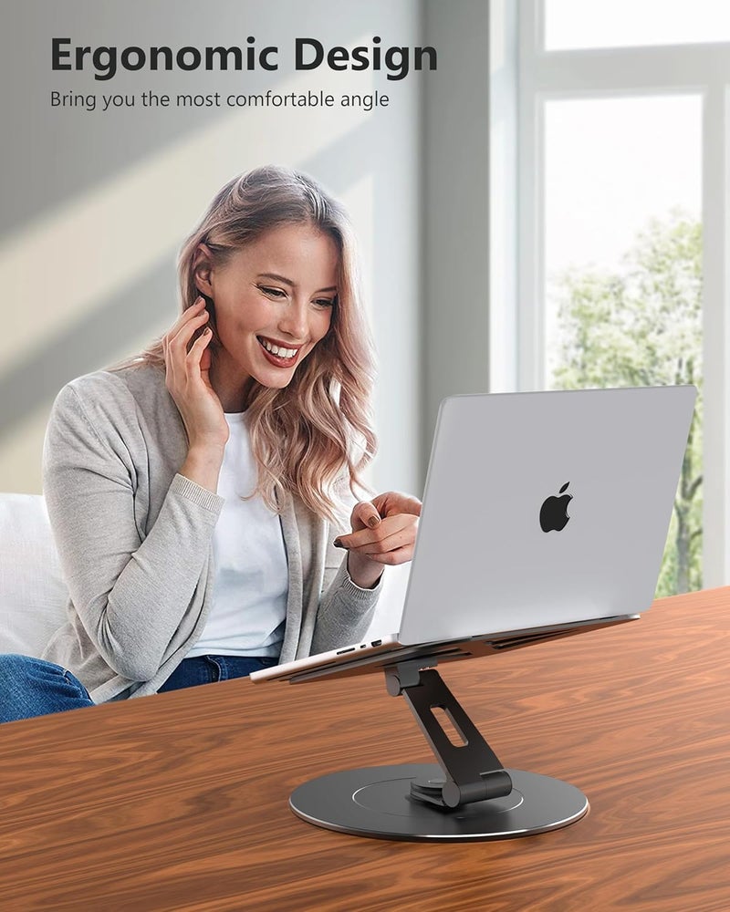 LOXP Ultra-Stable Laptop Stand for Desk with Larger Base, Desktop Organizer, Military-Grade Aluminum Anti-Loosening Structure - Height Adjustable Laptop Suitable for 10-17.3 inch - Image 4